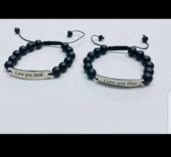 Customized Silver & Black Shambala Bracelet
